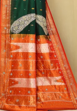 Pure Silk Kanchipuram Saree in Dark Green