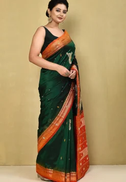 Pure Silk Kanchipuram Saree in Dark Green