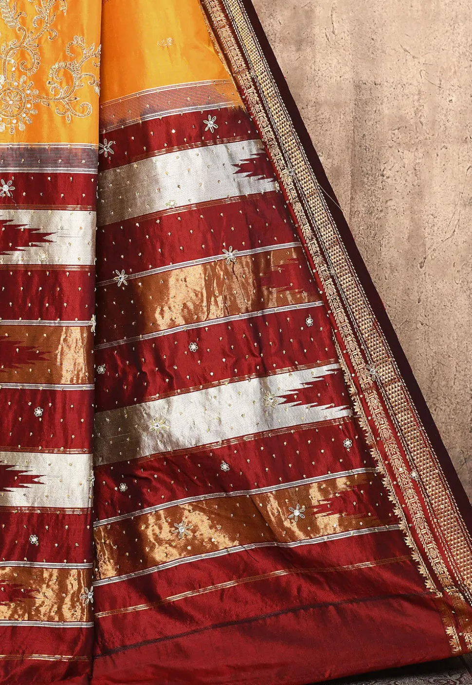 Pure Silk Kanchipuram Saree in Mustard