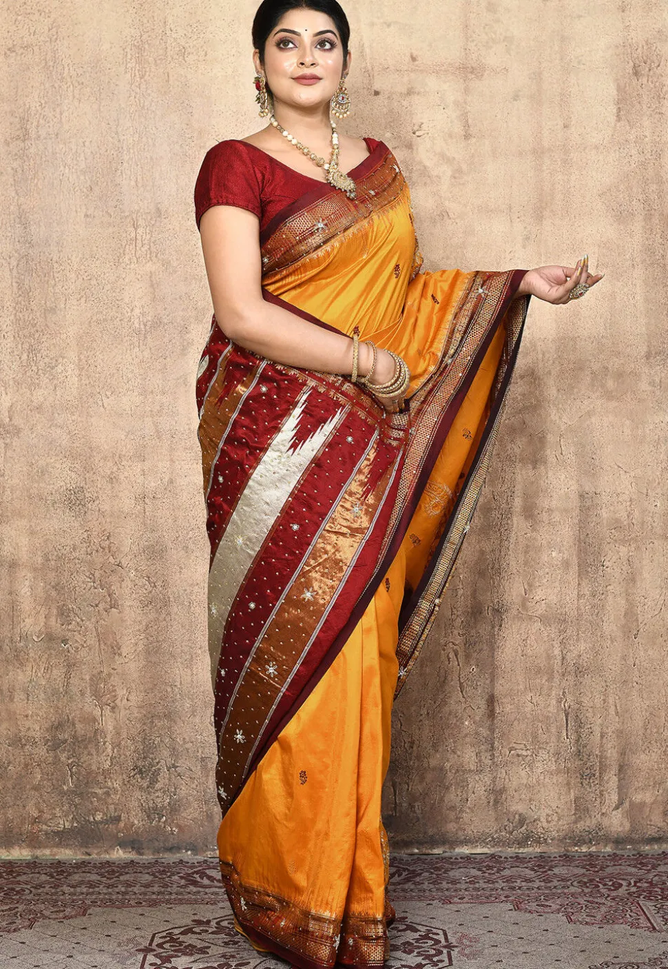 Pure Silk Kanchipuram Saree in Mustard