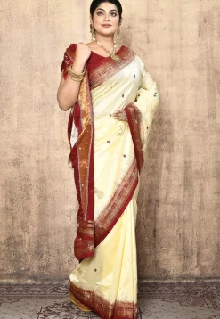 Pure Silk Kanchipuram Saree in Cream