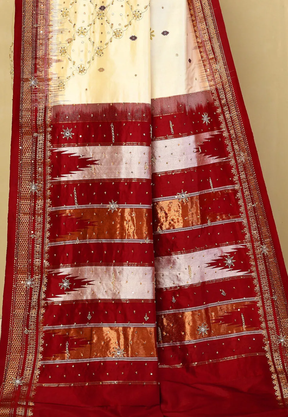 Pure Silk Kanchipuram Saree in Cream