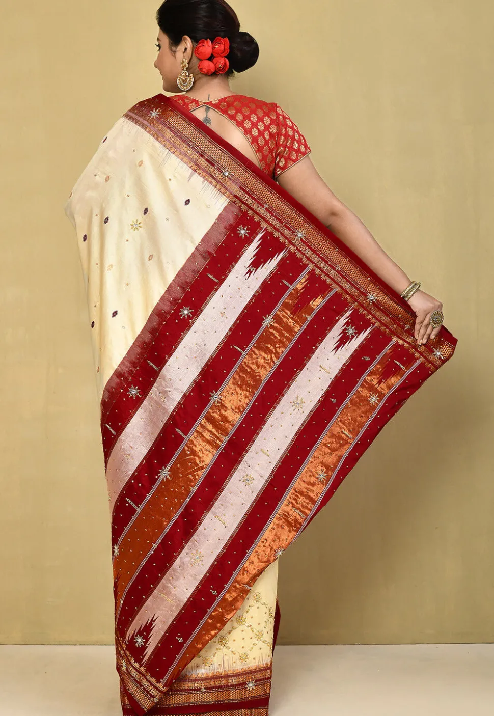 Pure Silk Kanchipuram Saree in Cream