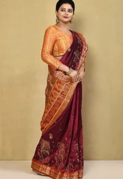 Pure Silk Kanchipuram Saree in Maroon