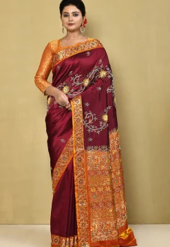 Pure Silk Kanchipuram Saree in Maroon