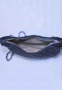 Quilted Chambrey Sling Bag in Blue