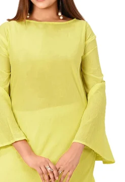 Ruffled Cotton Asymmetric Maxi Dress in Light Green