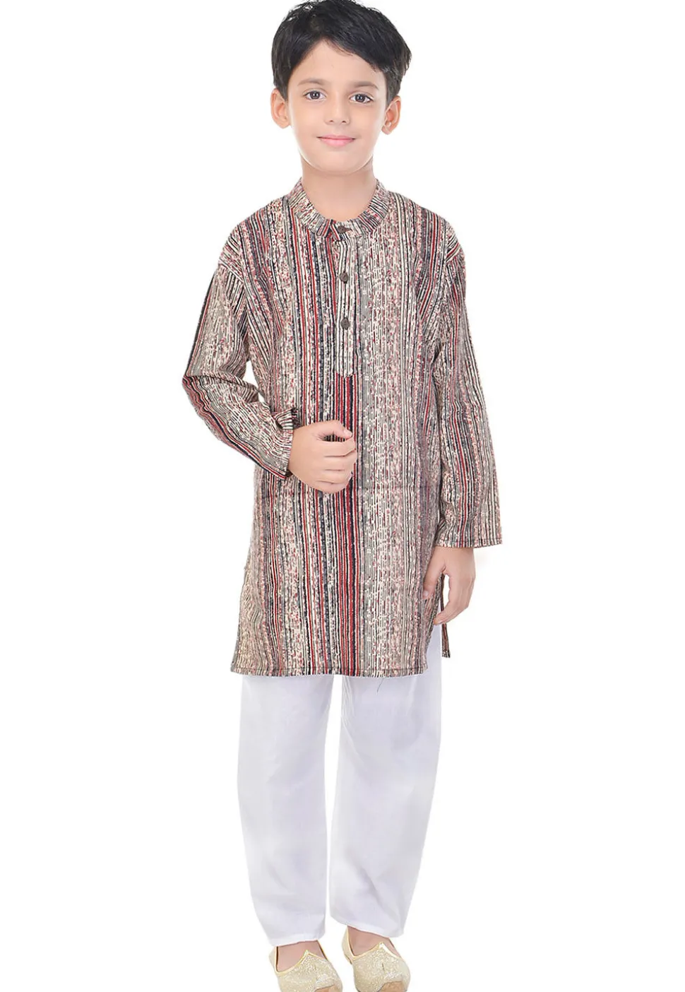 Sanganeri Printed Cotton Kurta Pajama in Multicolor