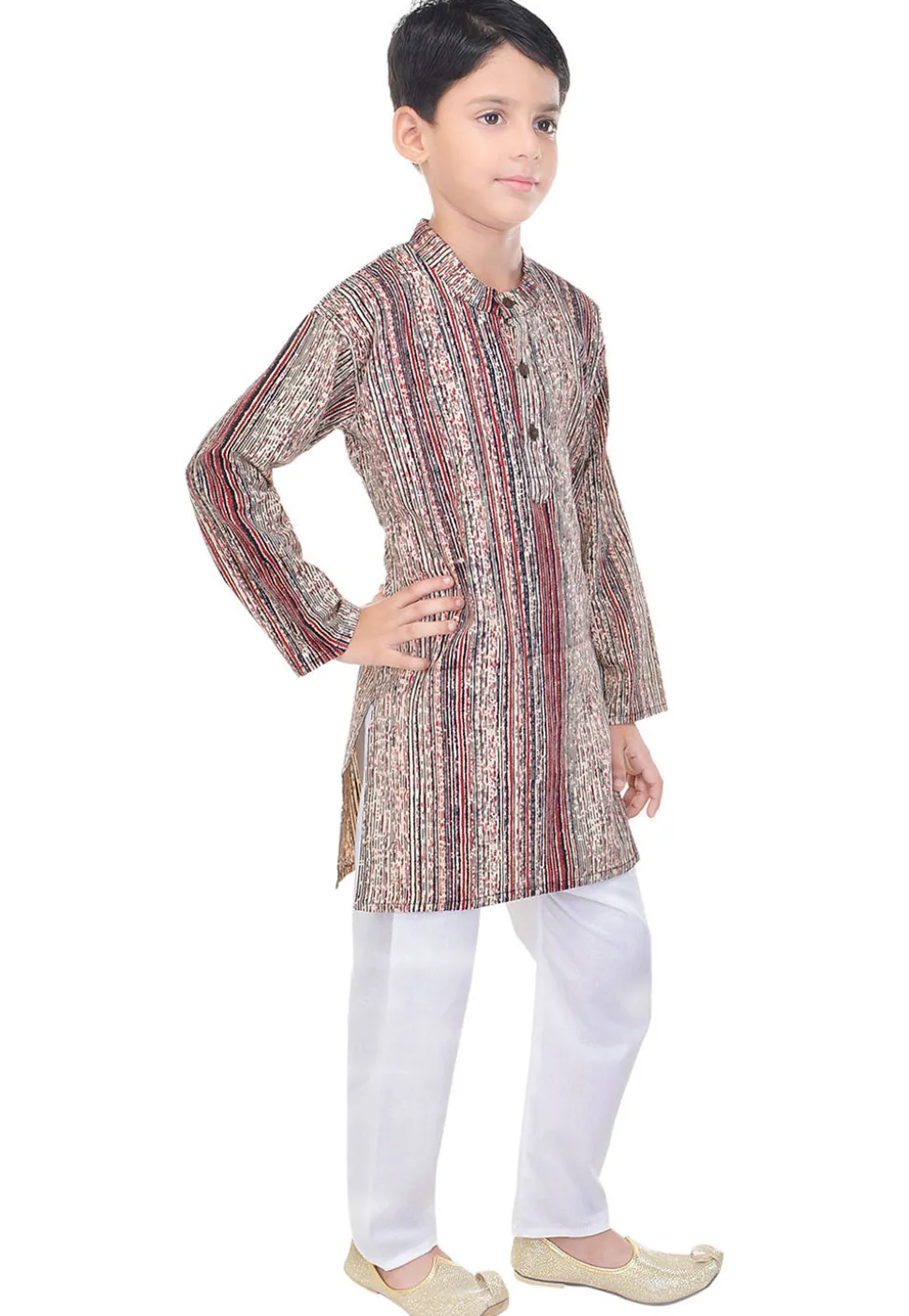 Sanganeri Printed Cotton Kurta Pajama in Multicolor