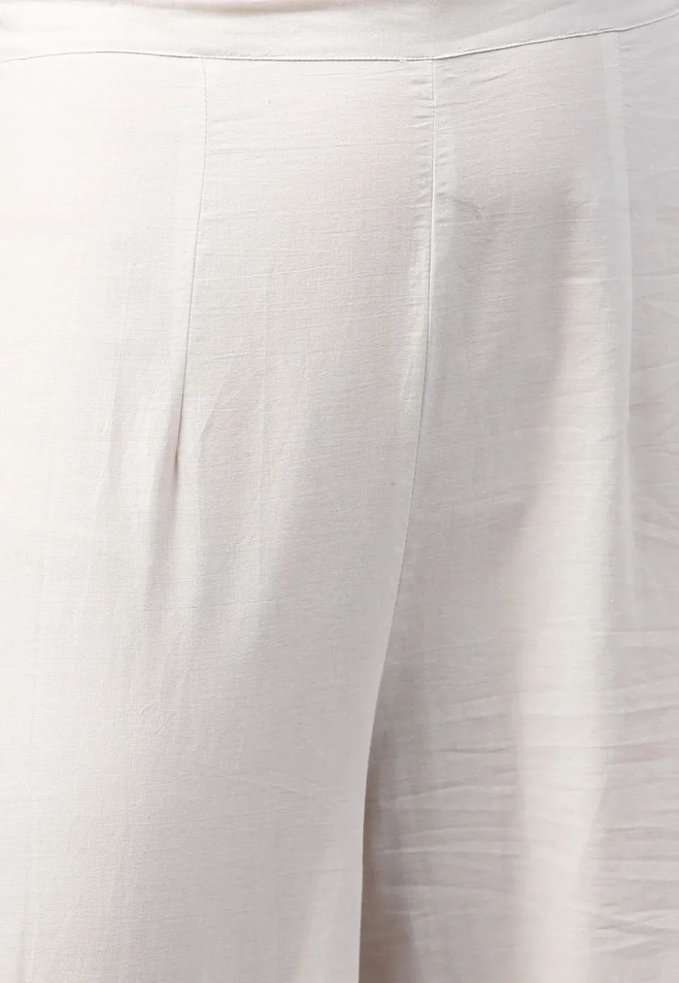 Sanganeri Printed Pure Cotton Kurta with Palazzo in Off White
