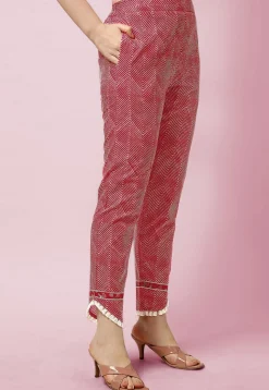 Sanganeri Printed Pure Cotton Pakistani Suit in Coral Red