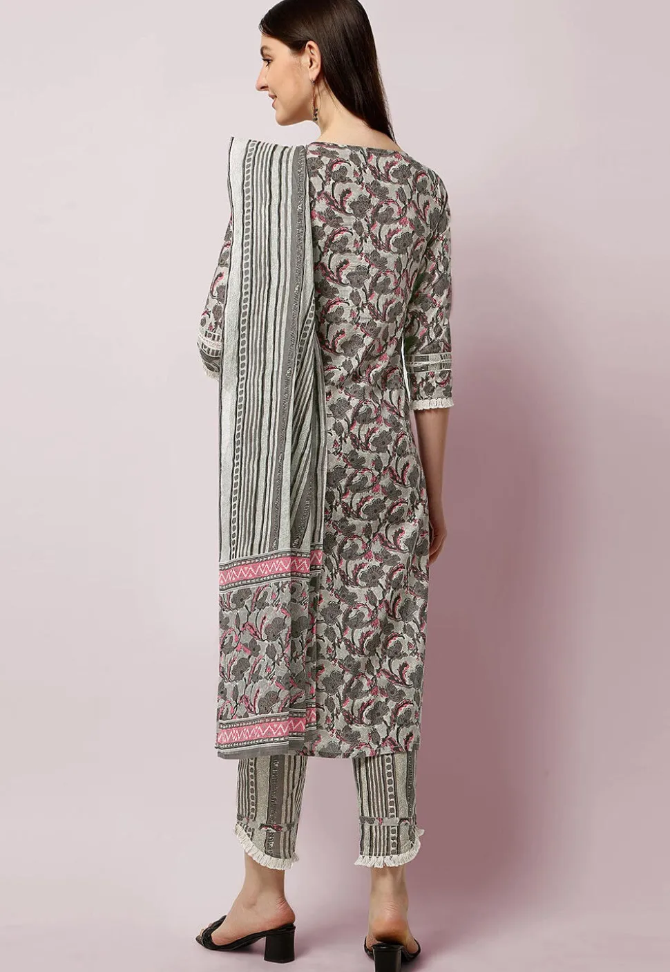 Sanganeri Printed Pure Cotton Pakistani Suit in Light Pastel Green