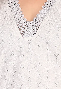 Schiffli Cotton Straight Kurta Set in Off White
