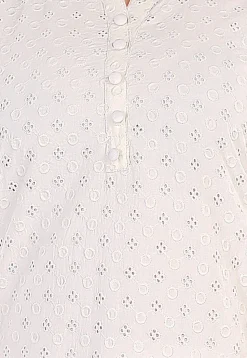 Schiffli Cotton Straight Kurta Set in Off White