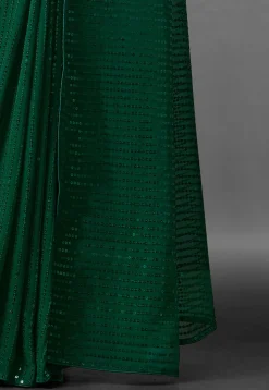 Sequinned Georgette Saree in Green