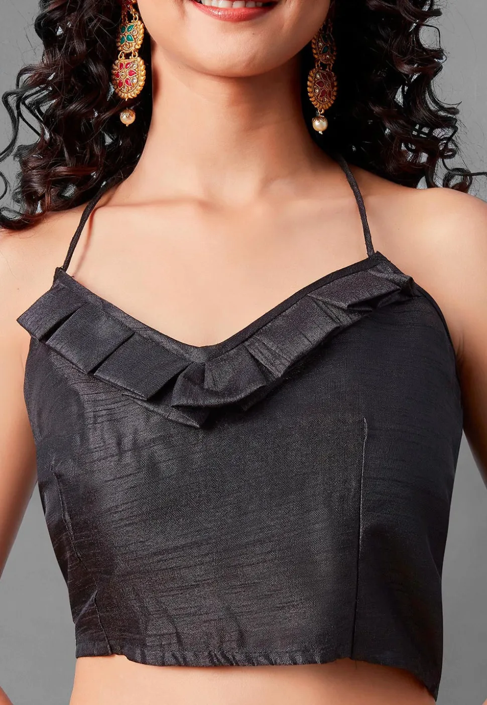 Sequinned Georgette Saree in Black