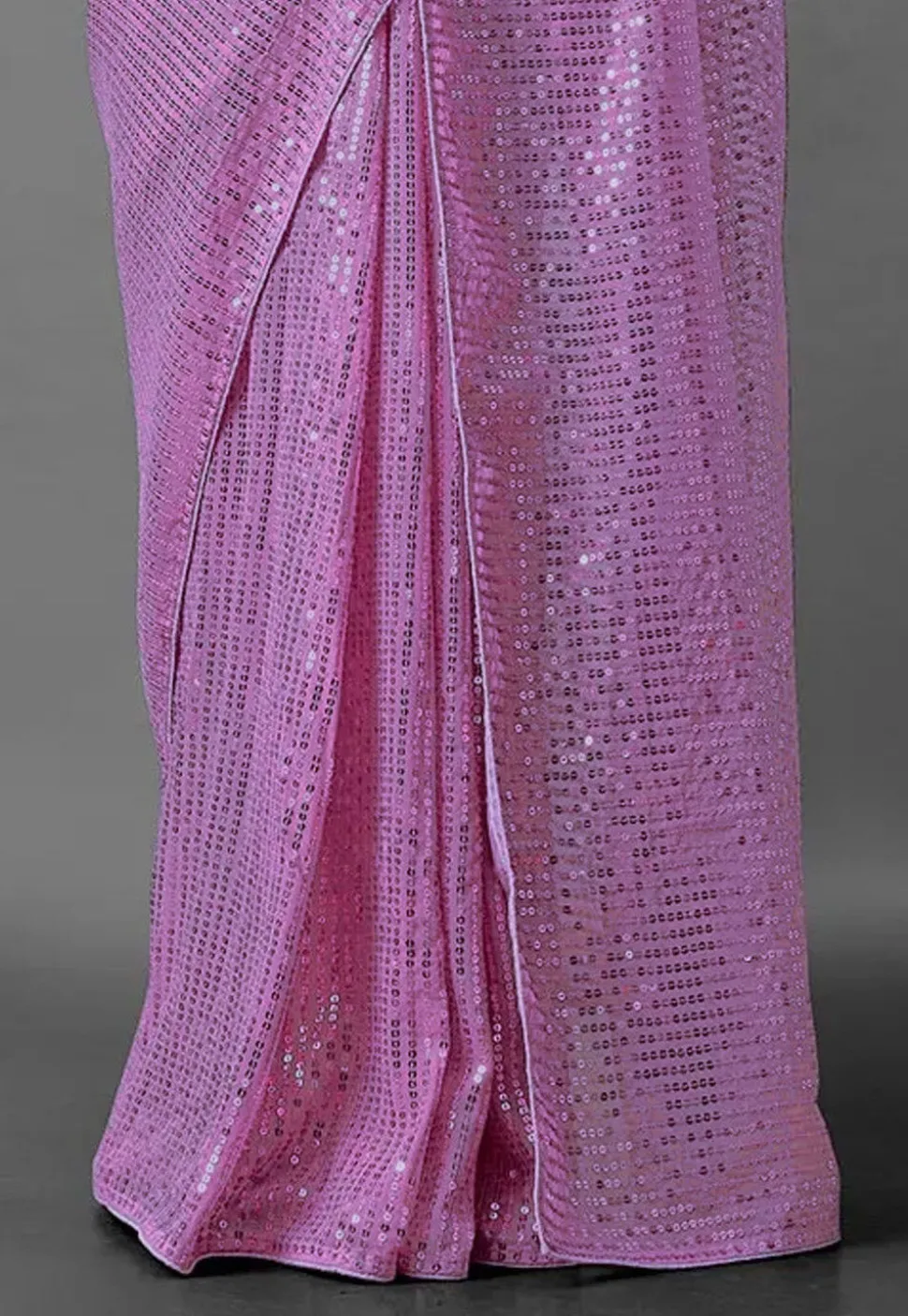 Sequinned Georgette Saree in Lilac