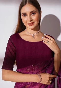 Sequinned Georgette Saree in Purple