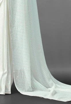 Sequinned Georgette Saree in Off White