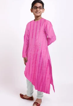 Shibhori Printed Pure Silk Kurta in Pink