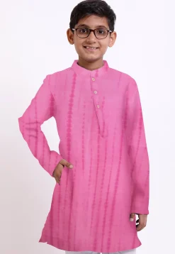Shibhori Printed Pure Silk Kurta in Pink