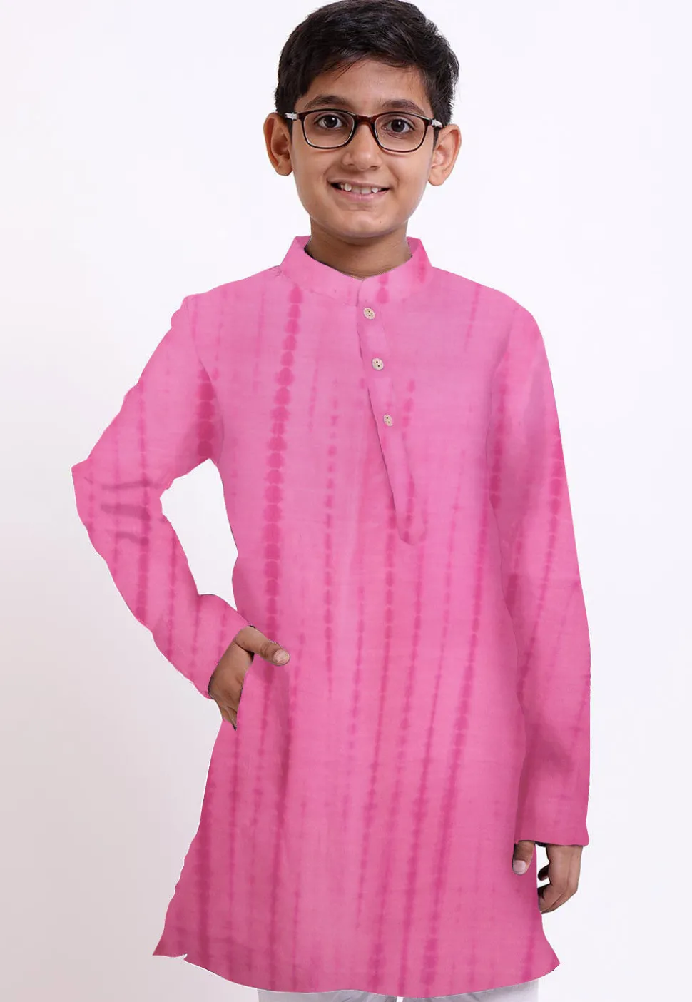 Shibhori Printed Pure Silk Kurta in Pink