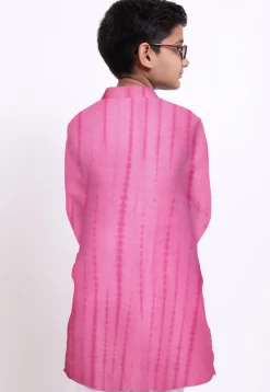 Shibhori Printed Pure Silk Kurta Set in Pink