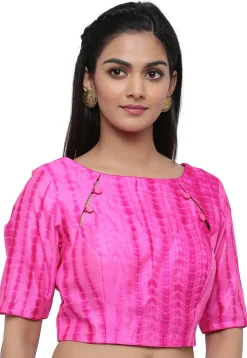 Shibori Pure Silk Blouse in Pink