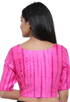 Shibori Pure Silk Blouse in Pink