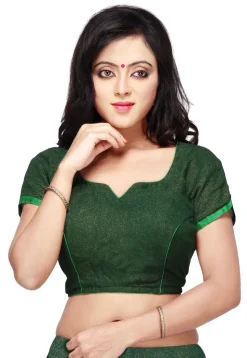 Shimmer Georgette Blouse in Dark Green