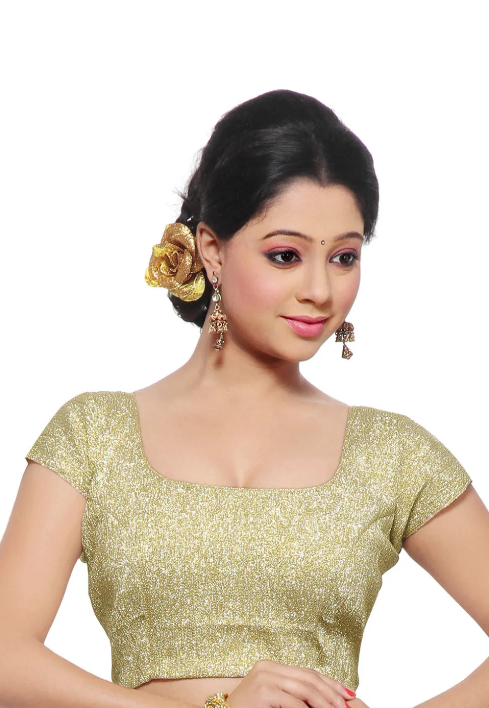 Shimmer Lycra Blouse in Gold