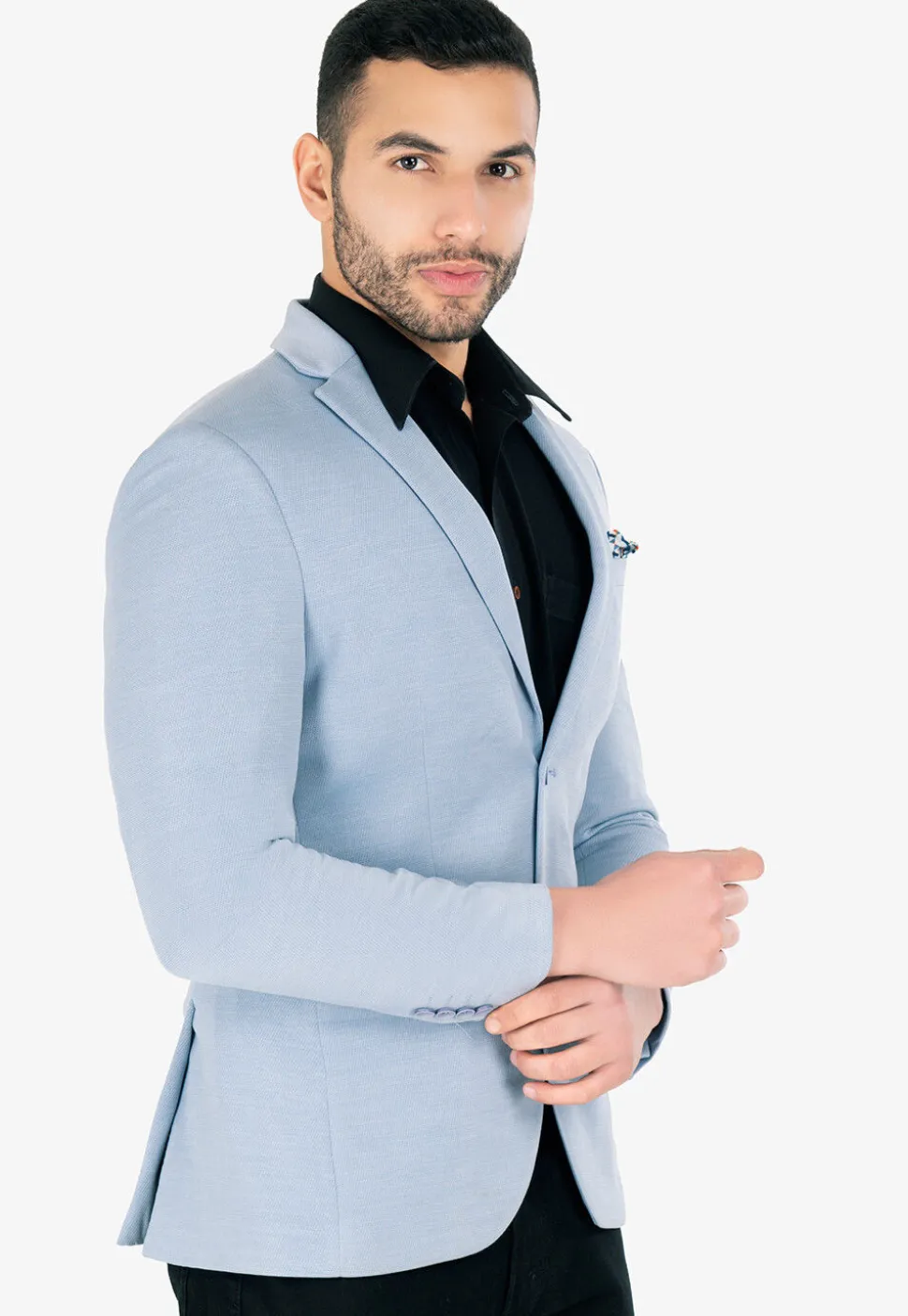 Solid Color Acrylic Blazer in Sky Blue