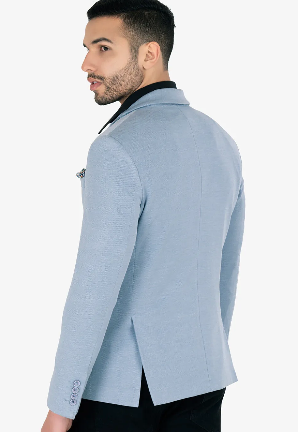 Solid Color Acrylic Blazer in Sky Blue