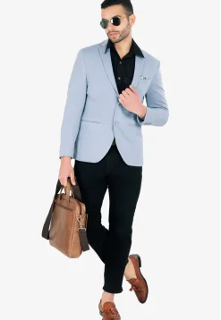 Solid Color Acrylic Blazer in Sky Blue