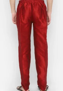 Solid Color Art Dupion Silk Pant in Maroon
