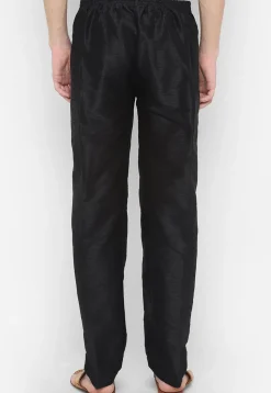 Solid Color Art Dupion Silk Pant in Black