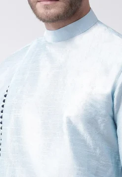 Solid Color Art Dupion Silk Dhoti Kurta in Light Blue