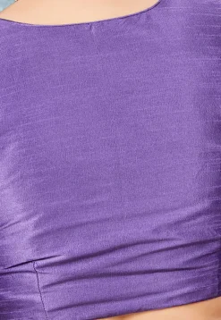 Solid Color Art Silk Blouse in Purple