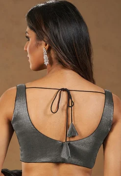 Solid Color Art Silk Blouse in Dark Grey