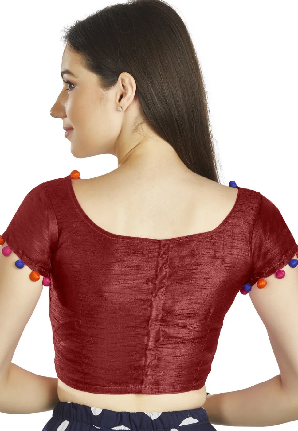 Solid Color Art Silk Blouse in Maroon