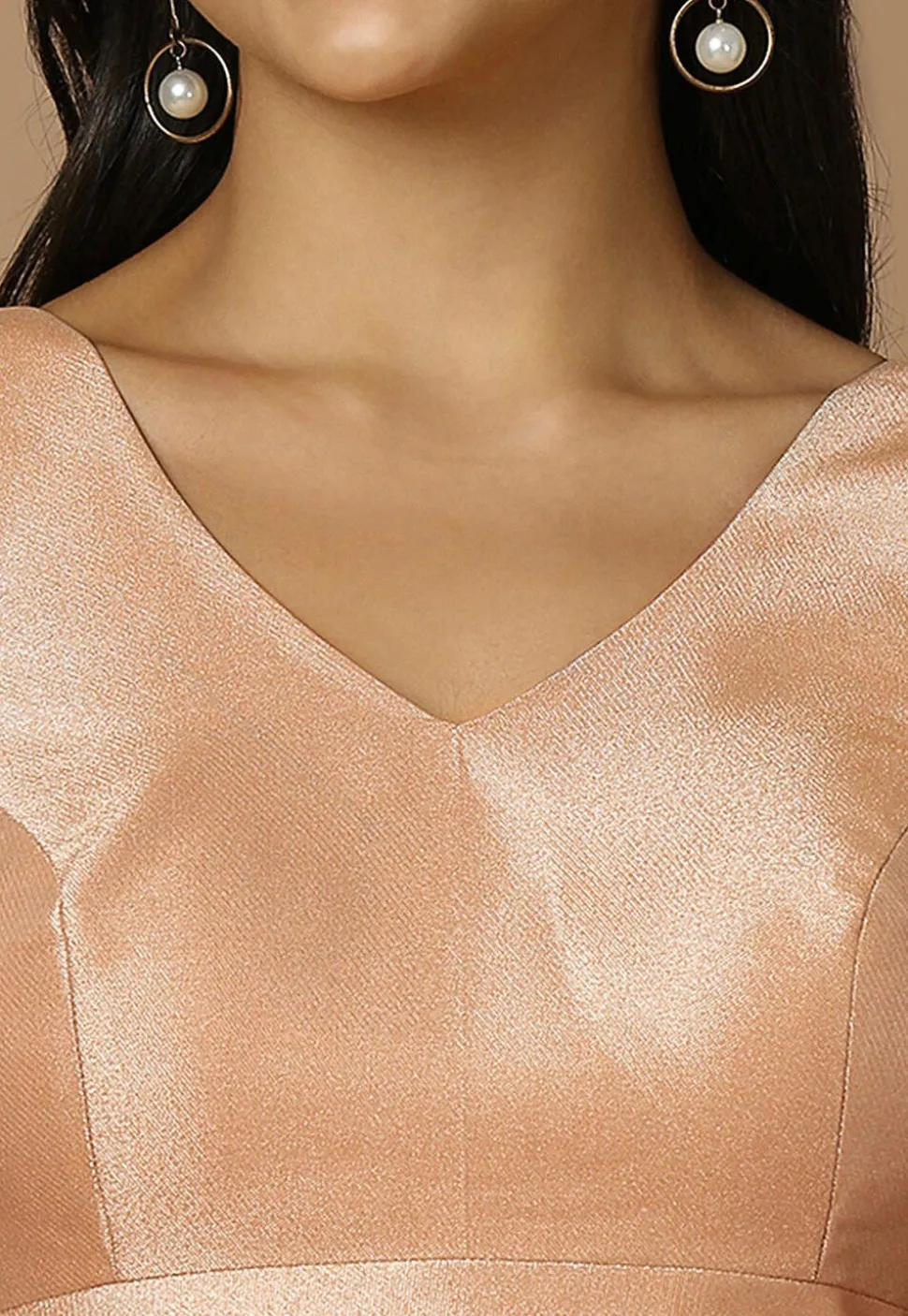 Solid Color Art Silk Blouse in Rose Gold