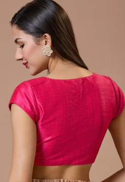 Solid Color Art Silk Blouse in Fuchsia