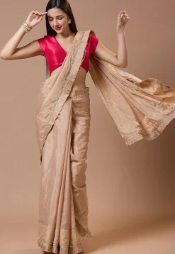 Solid Color Art Silk Blouse in Fuchsia