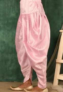 Solid Color Art Silk Dhoti Pant in Pink