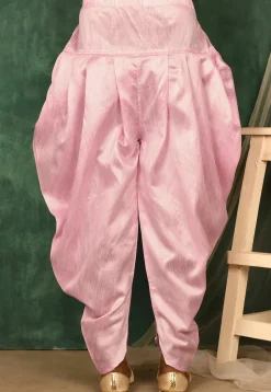 Solid Color Art Silk Dhoti Pant in Pink