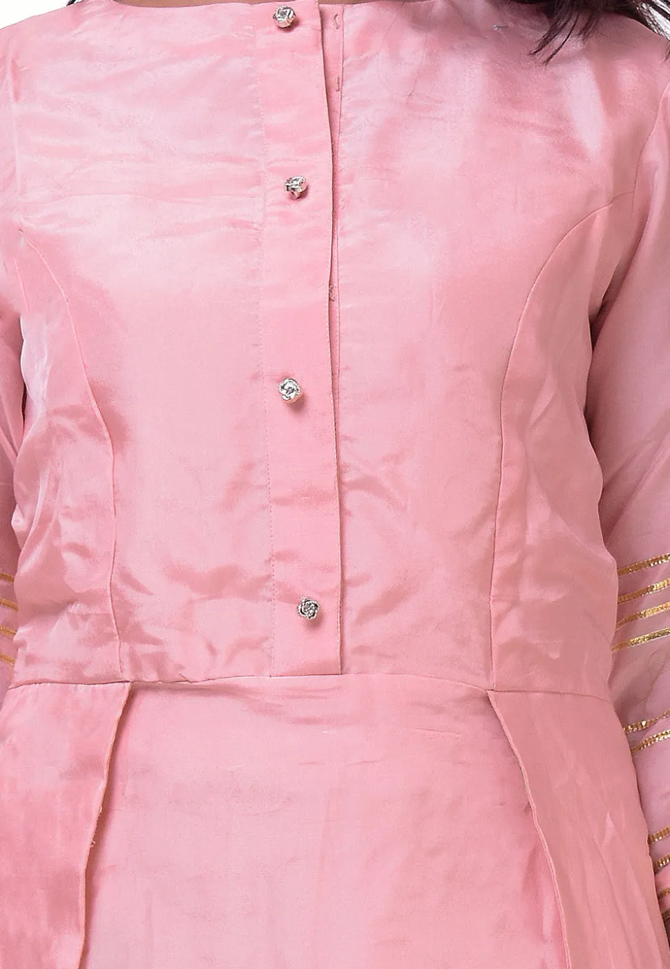 Solid Color Art Silk Hig Low Kurta in Peach