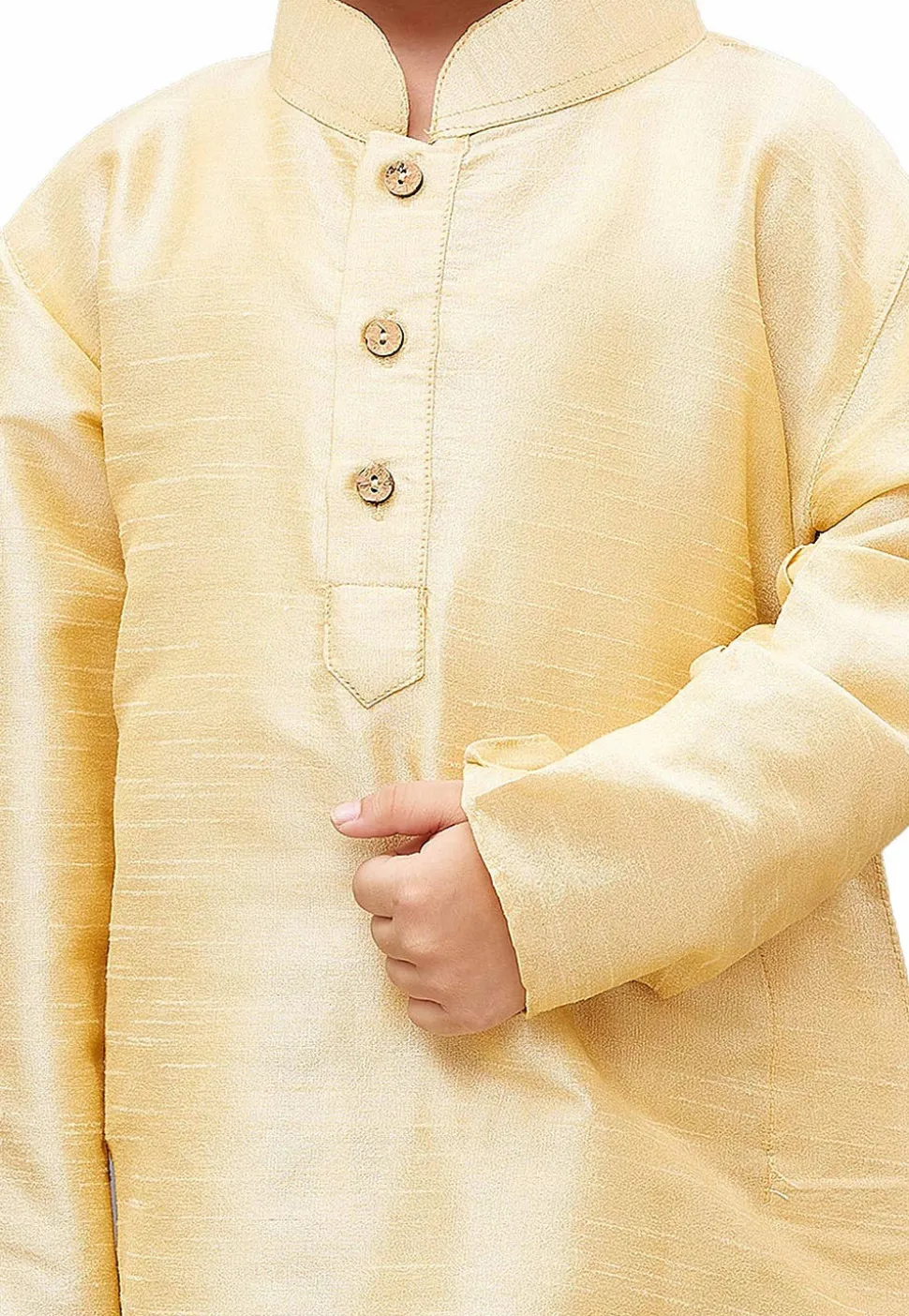 Solid Color Art Silk Kurta Set in Beige