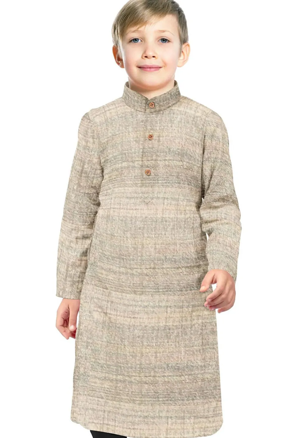 Solid Color Art Silk Kurta in Light Beige