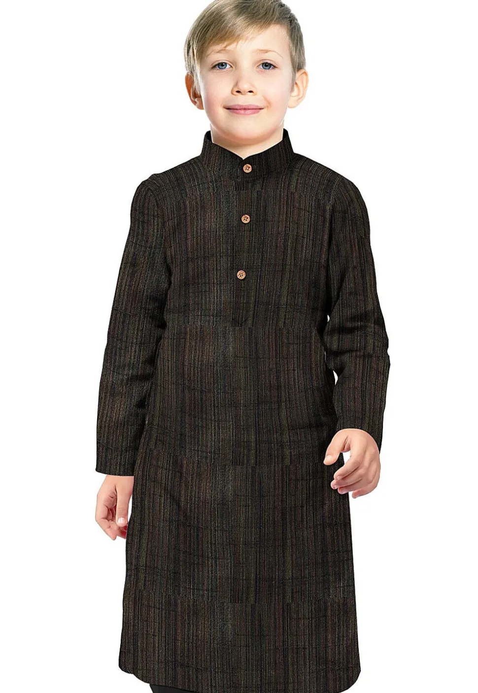 Solid Color Art Silk Kurta in Black