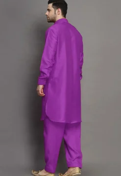 Solid Color Art Silk Paithani Suit in Violet